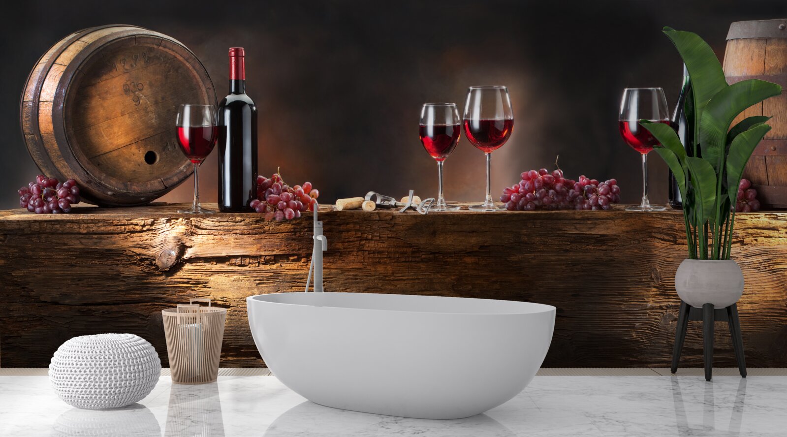 Papier peint cave à vin avec boissons de vieillissement