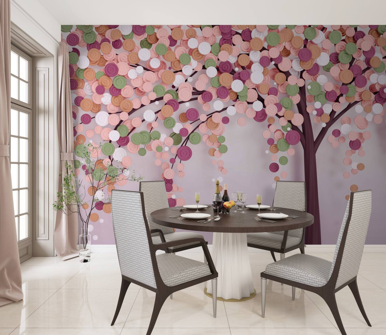 Papier peint arbre d'automne abstrait