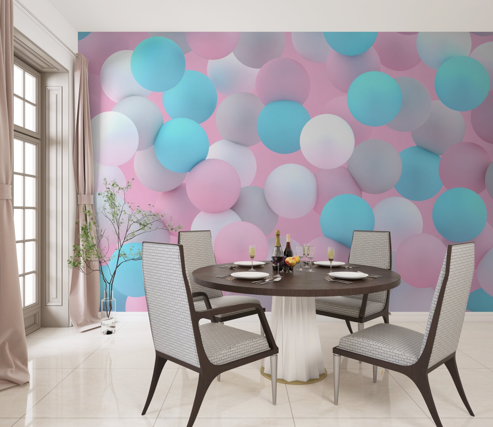 Papier peint des boules de toutes les couleurs flottent dans la piscine