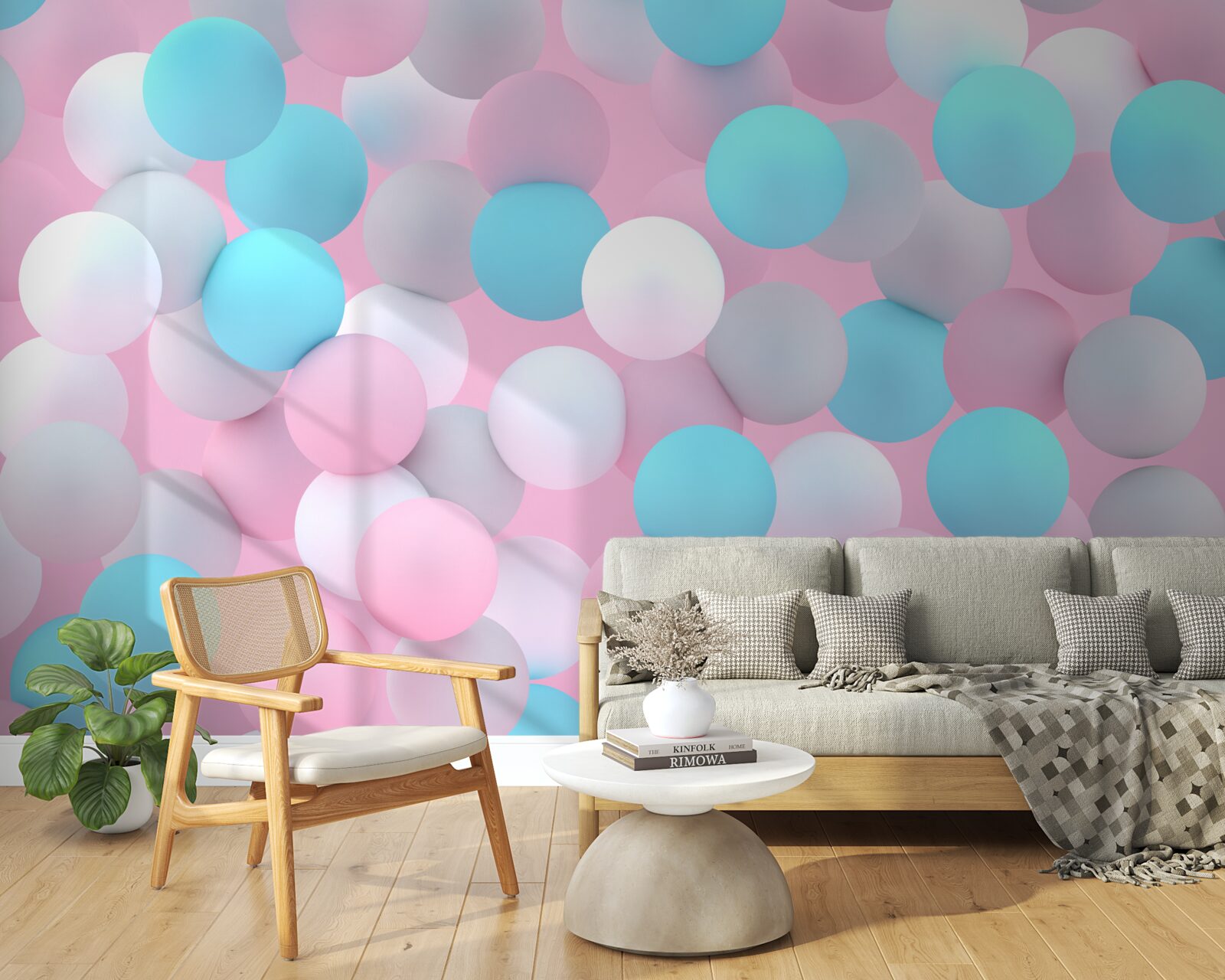 Papier peint des boules de toutes les couleurs flottent dans la piscine