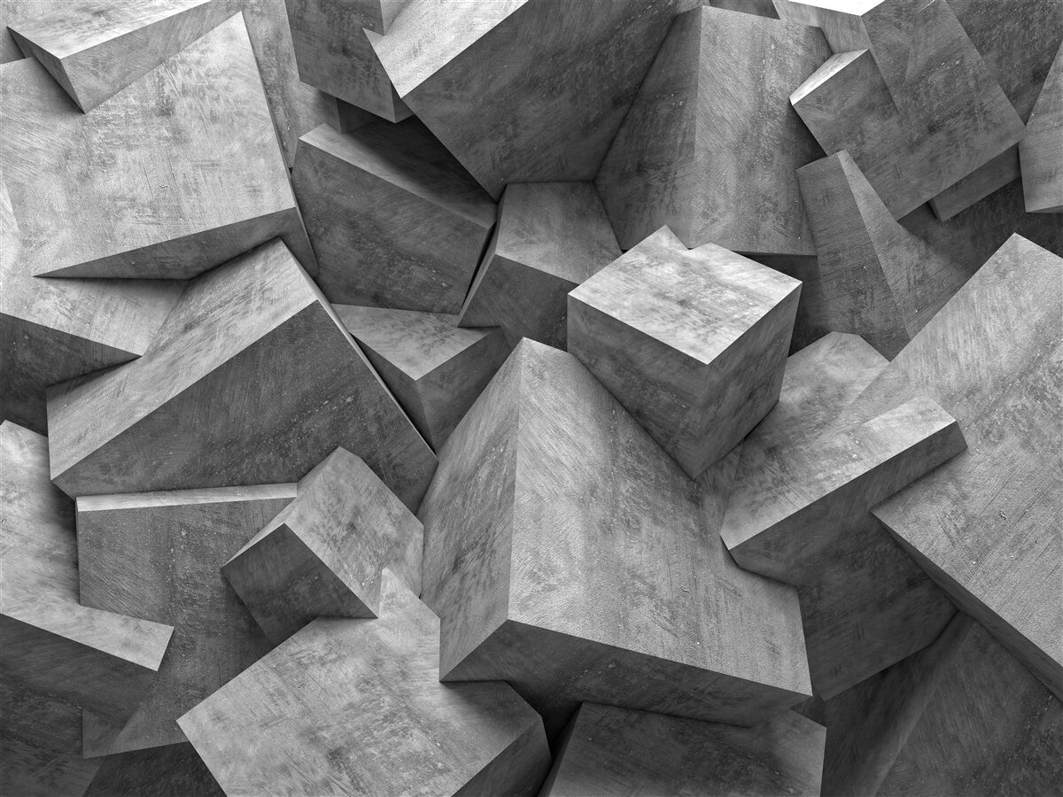 Papier peint formes géométriques tridimensionnelles en gris