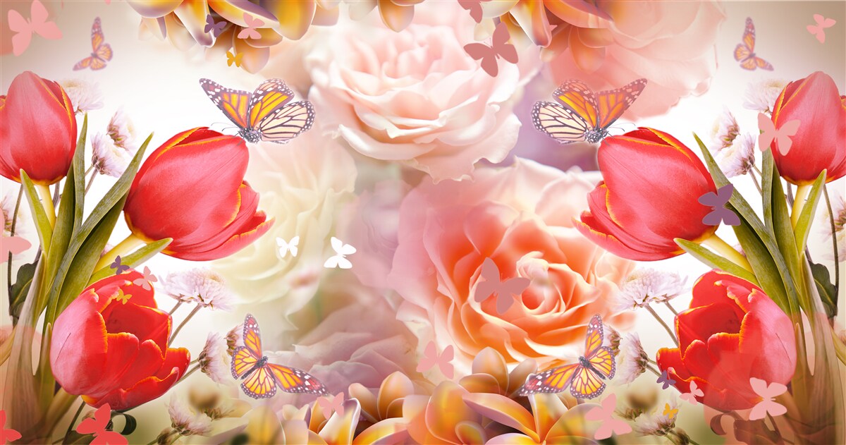 Papier peint motif floral exquis