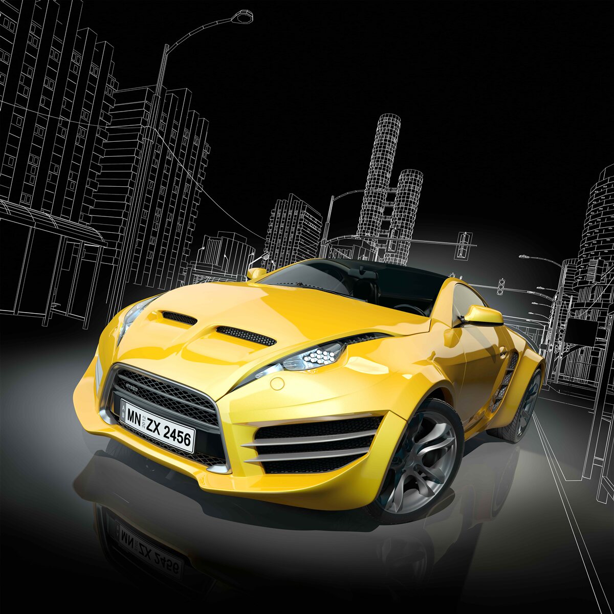 Papier peint Voiture de sport jaune