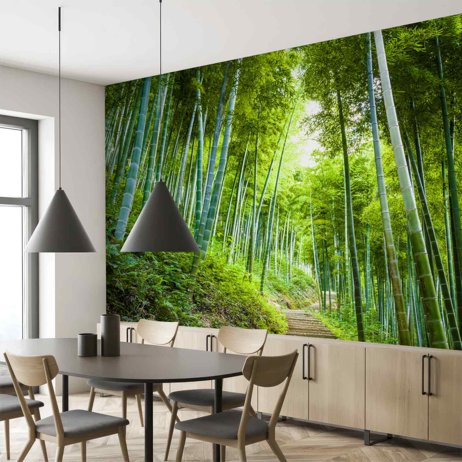 Papier peint belle forêt luxuriante d'émeraude