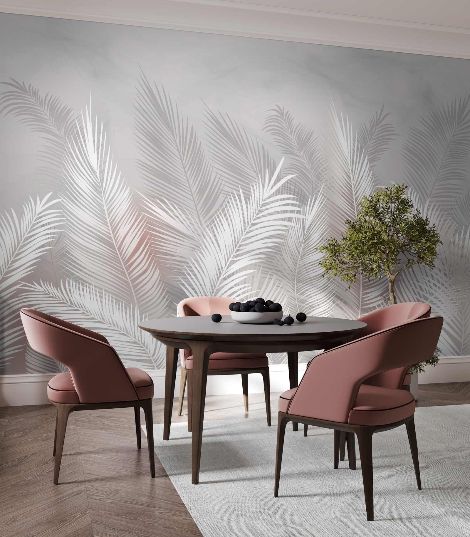 Papier peint feuilles de palmier sur une surface claire