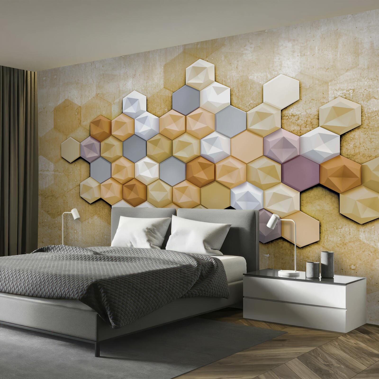 Papier peint panneaux avec motif en nid d'abeille tridimensionnel