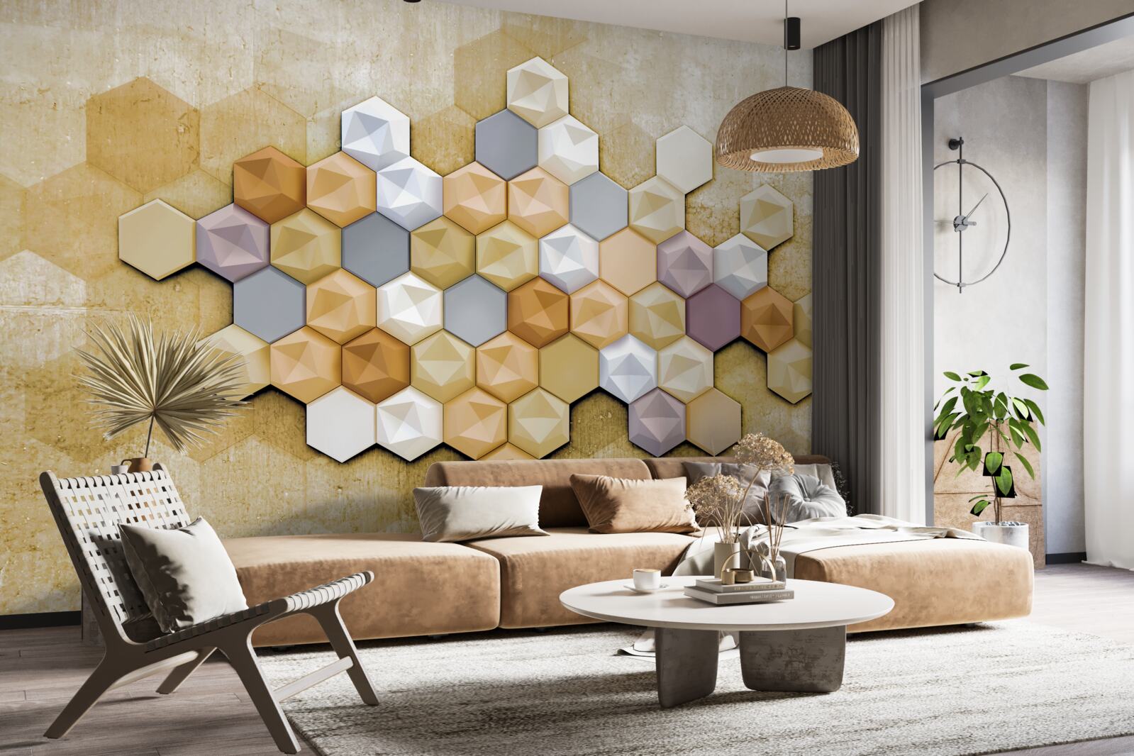 Papier peint panneaux avec motif en nid d'abeille tridimensionnel