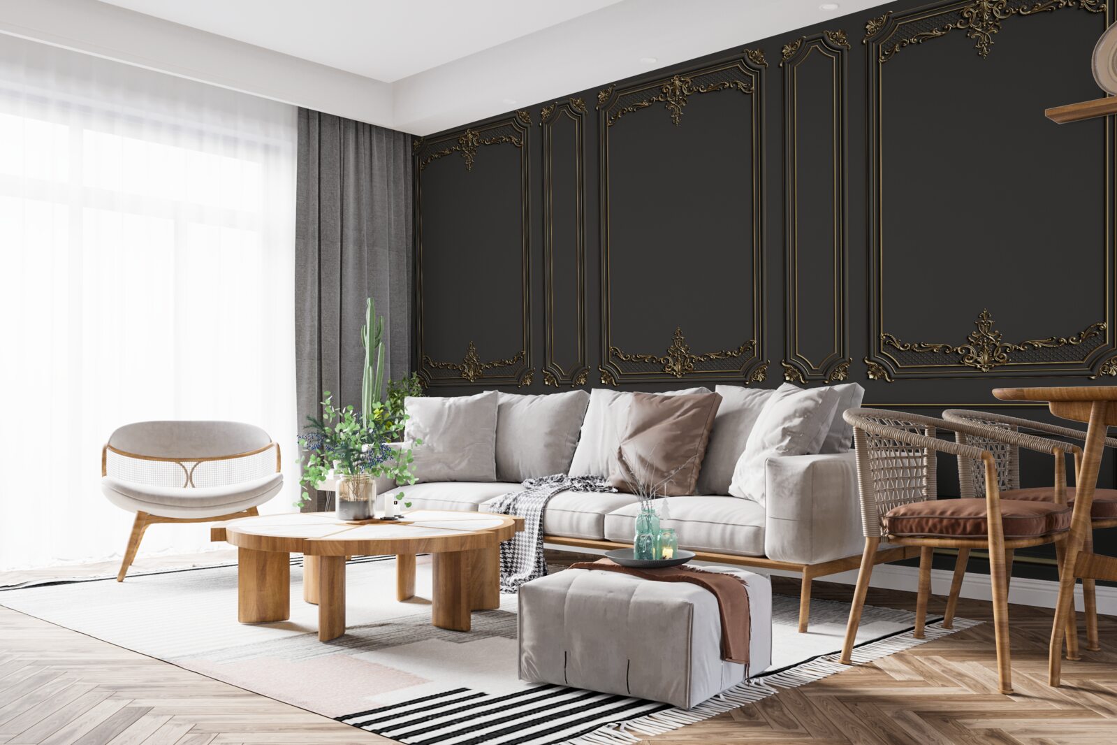 Papier peint mur intérieur traditionnel