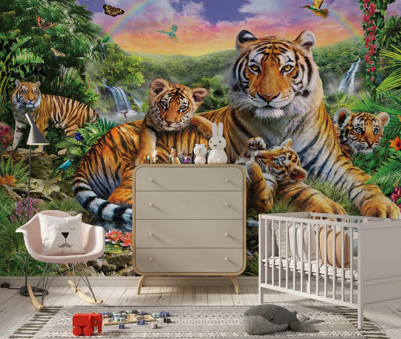 Papier peint famille tigre