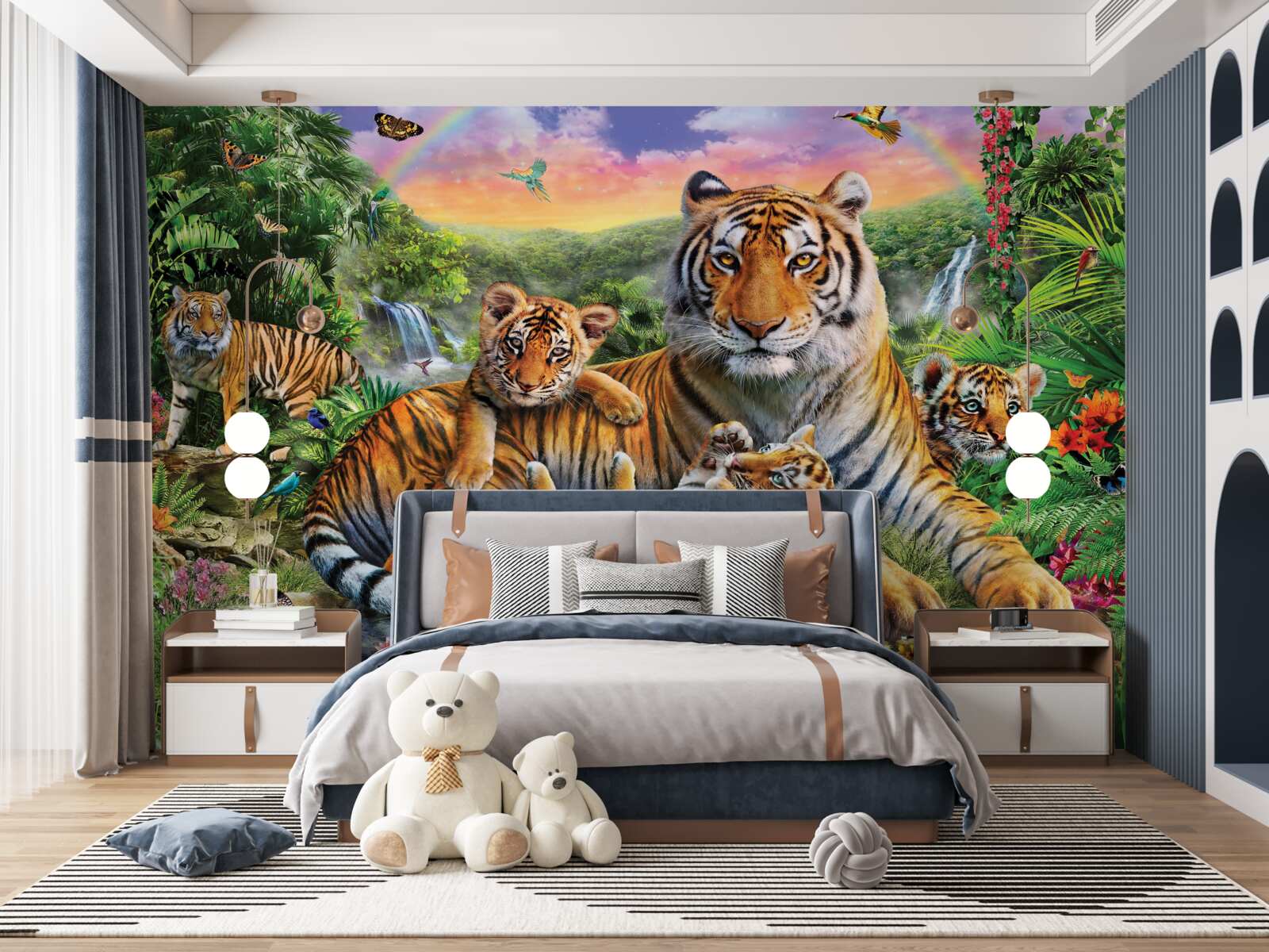 Papier peint famille tigre