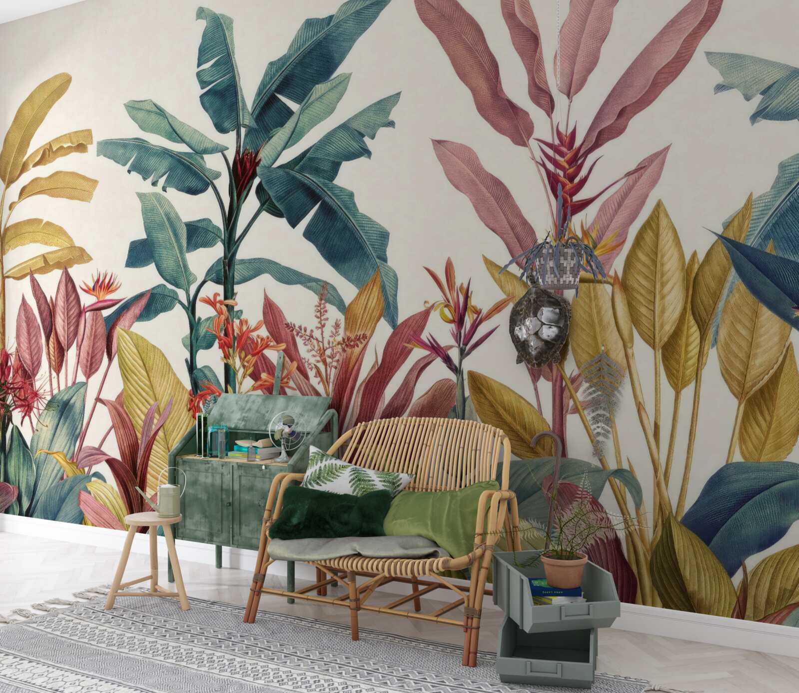 Papier peint des plantes de différentes couleurs, hautes et basses