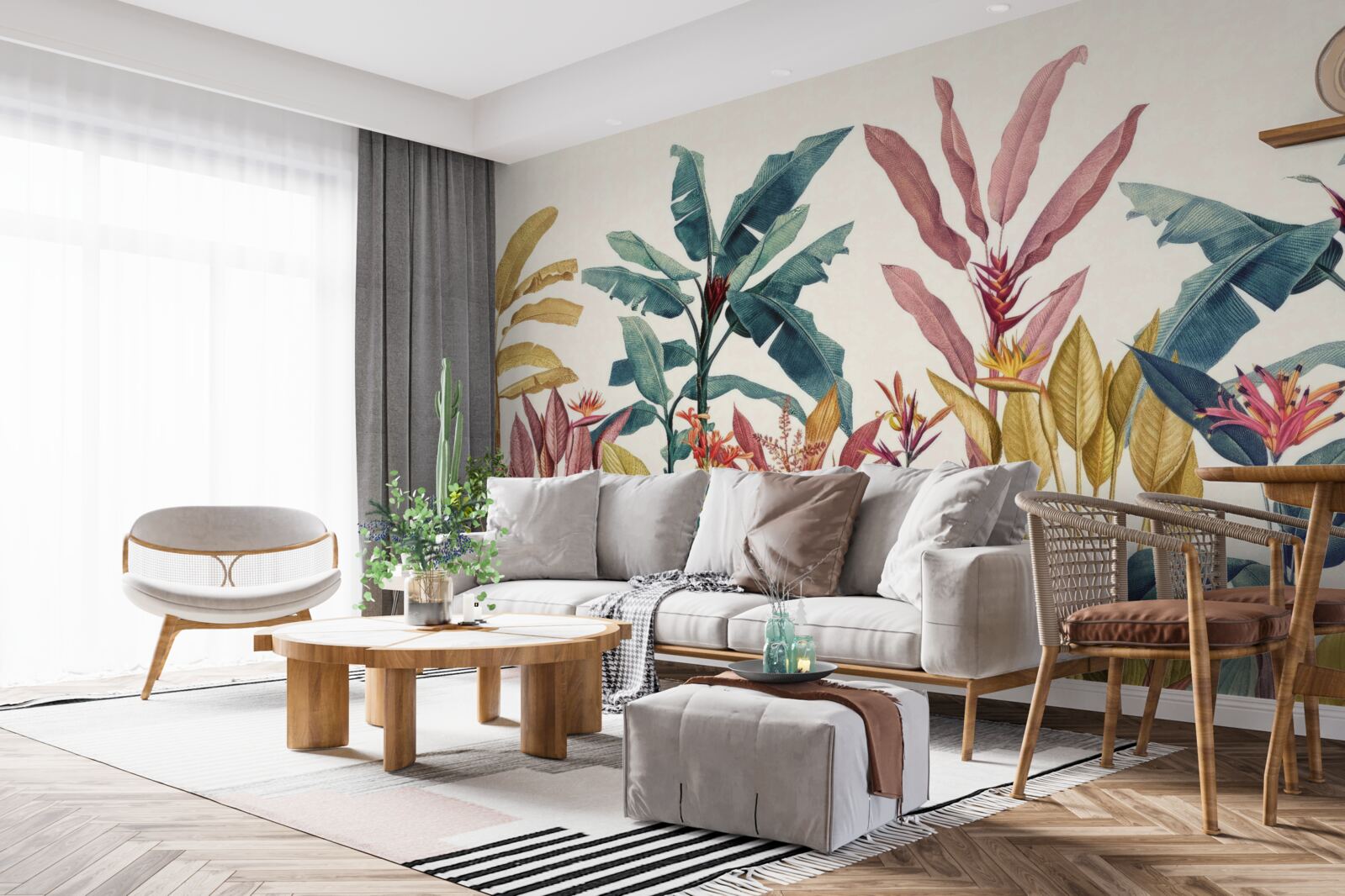 Papier peint des plantes de différentes couleurs, hautes et basses