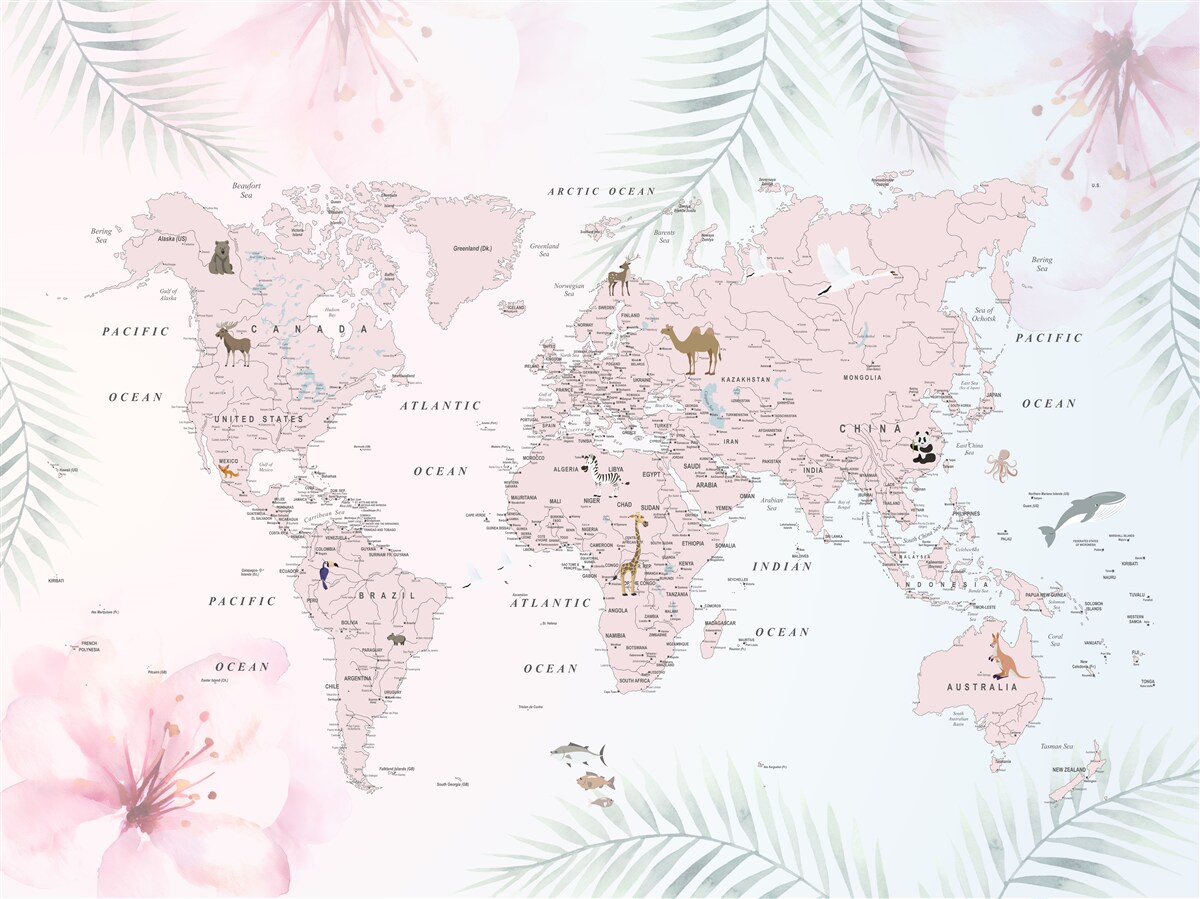 Papier peint carte du monde sur fond clair
