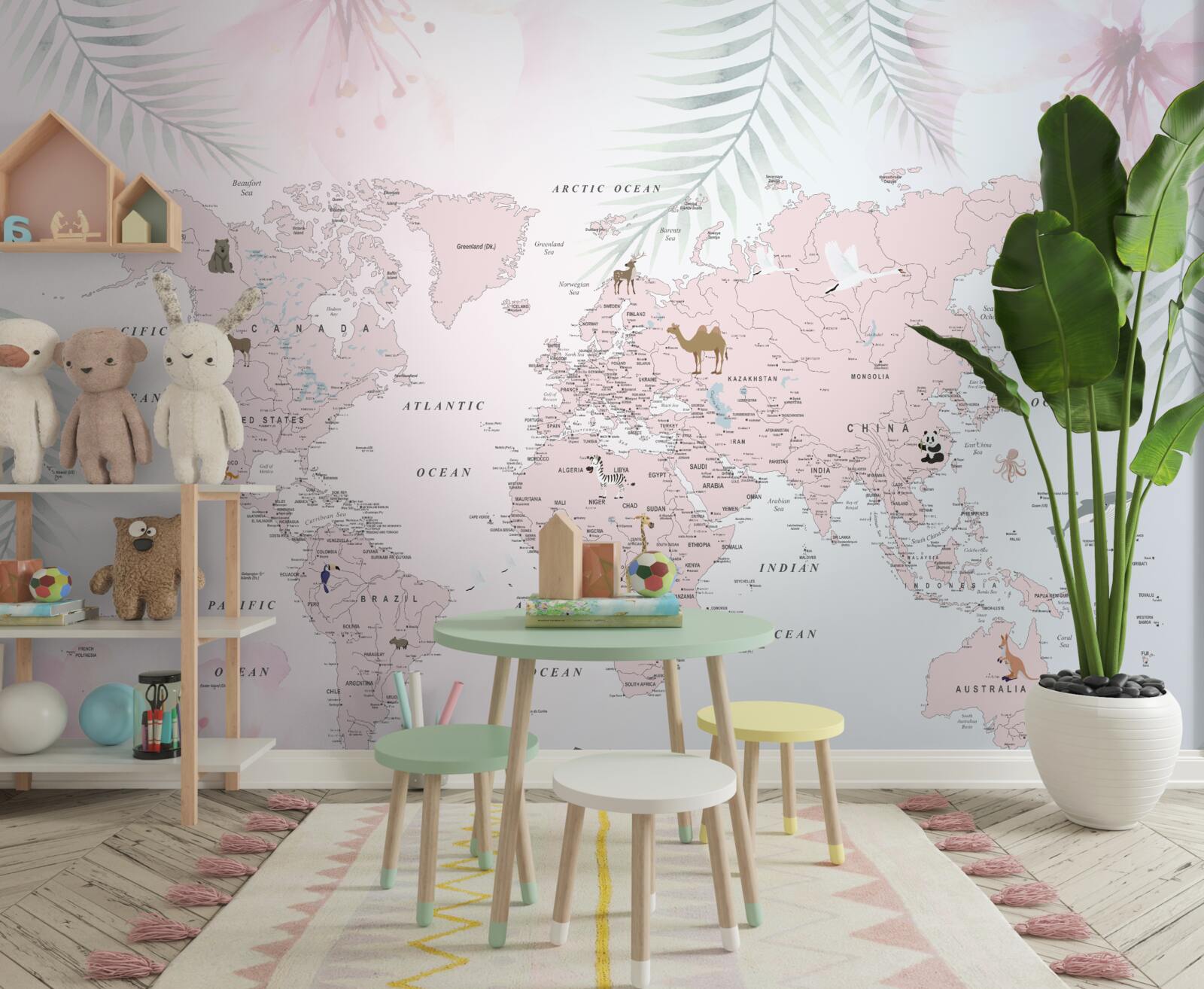 Papier peint carte du monde sur fond clair