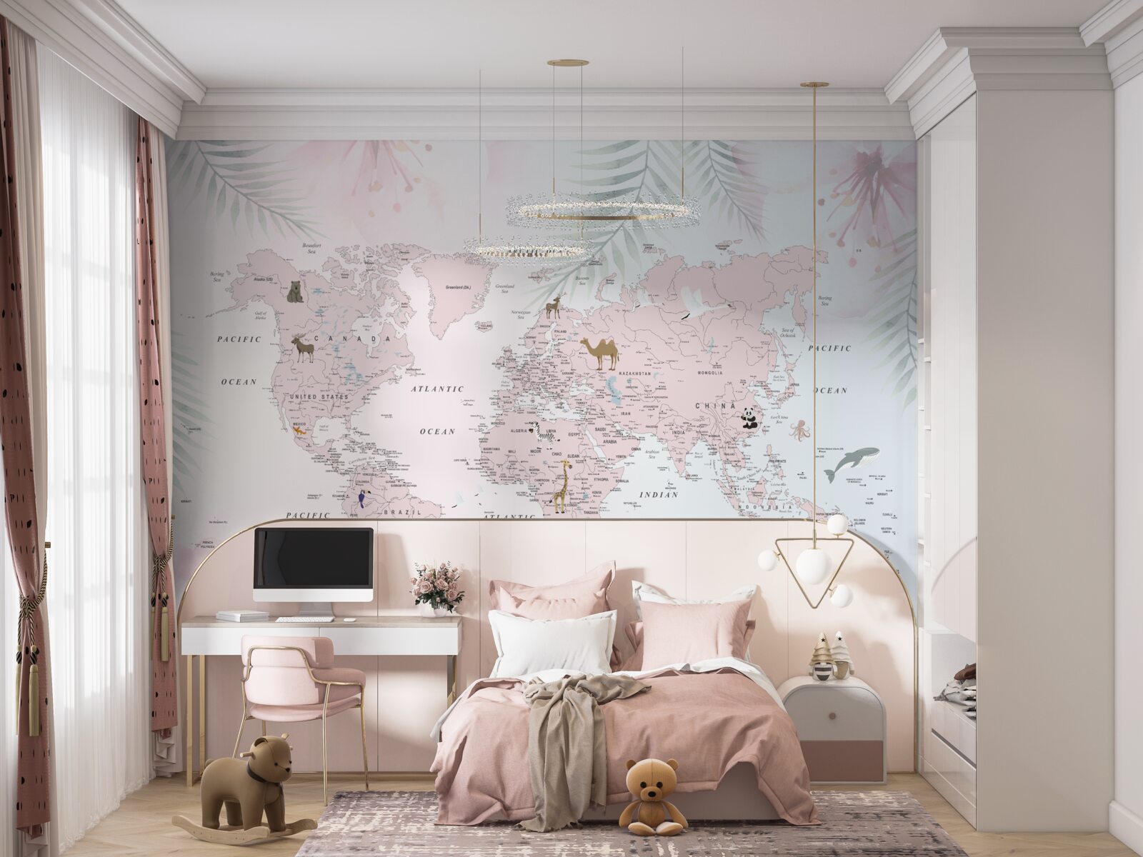 Papier peint carte du monde sur fond clair