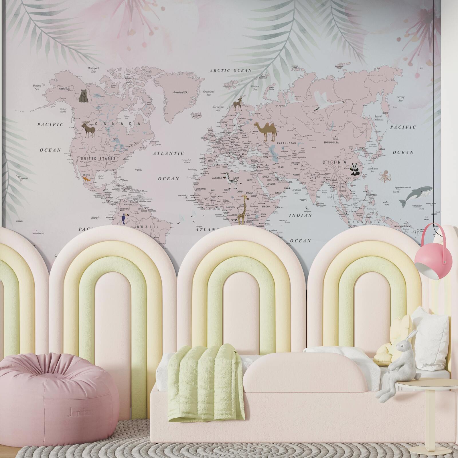 Papier peint carte du monde sur fond clair
