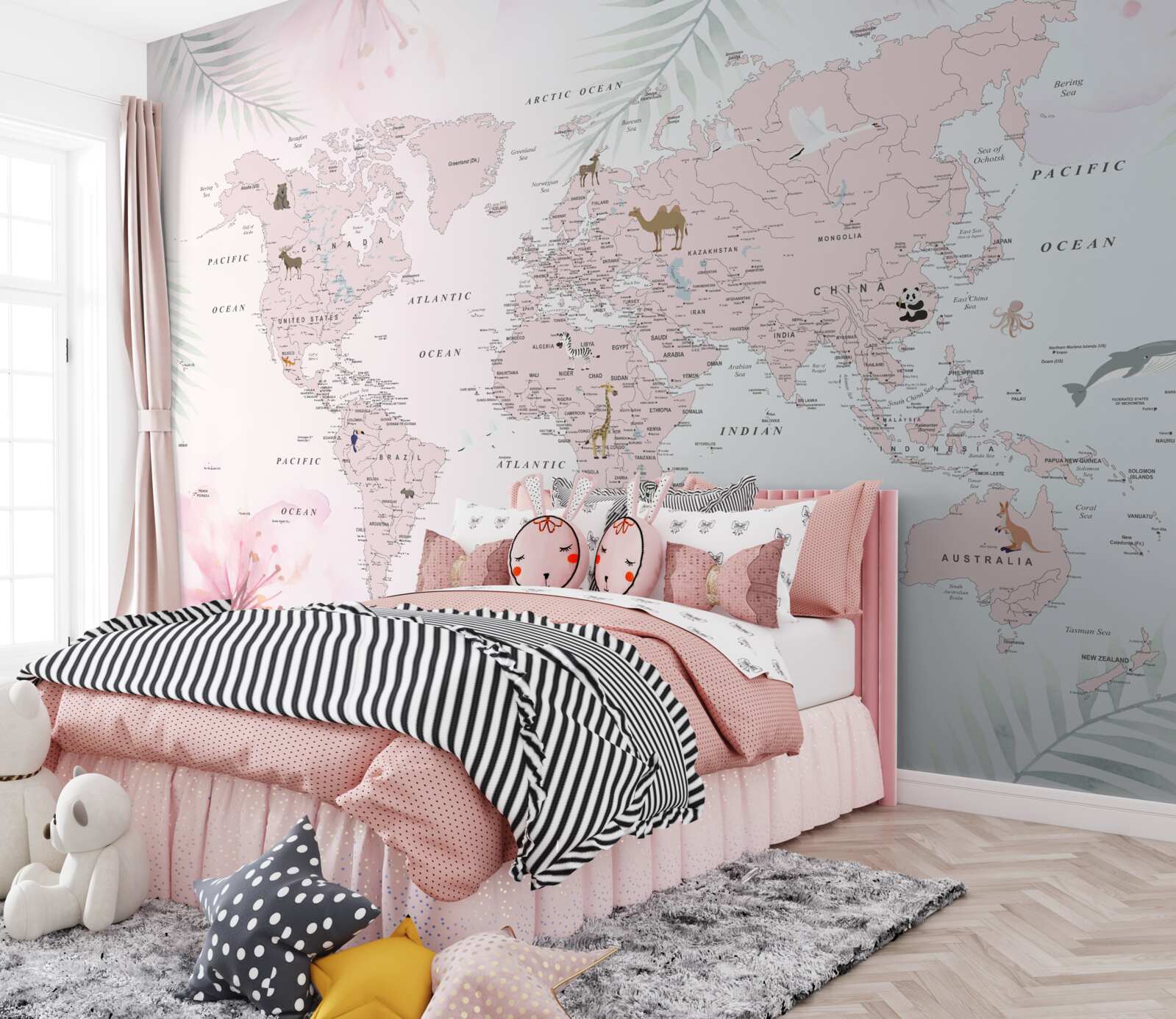 Papier peint carte du monde sur fond clair