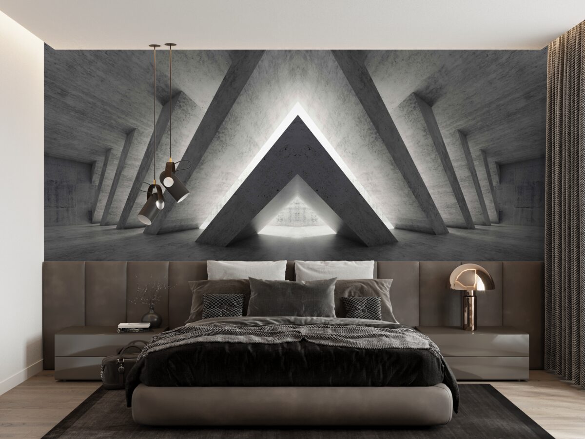 Papier peint long couloir de style futuriste