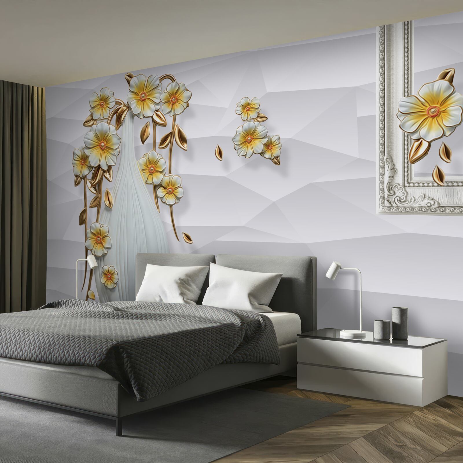 Papier peint la délicatesse des fleurs dans le récipient