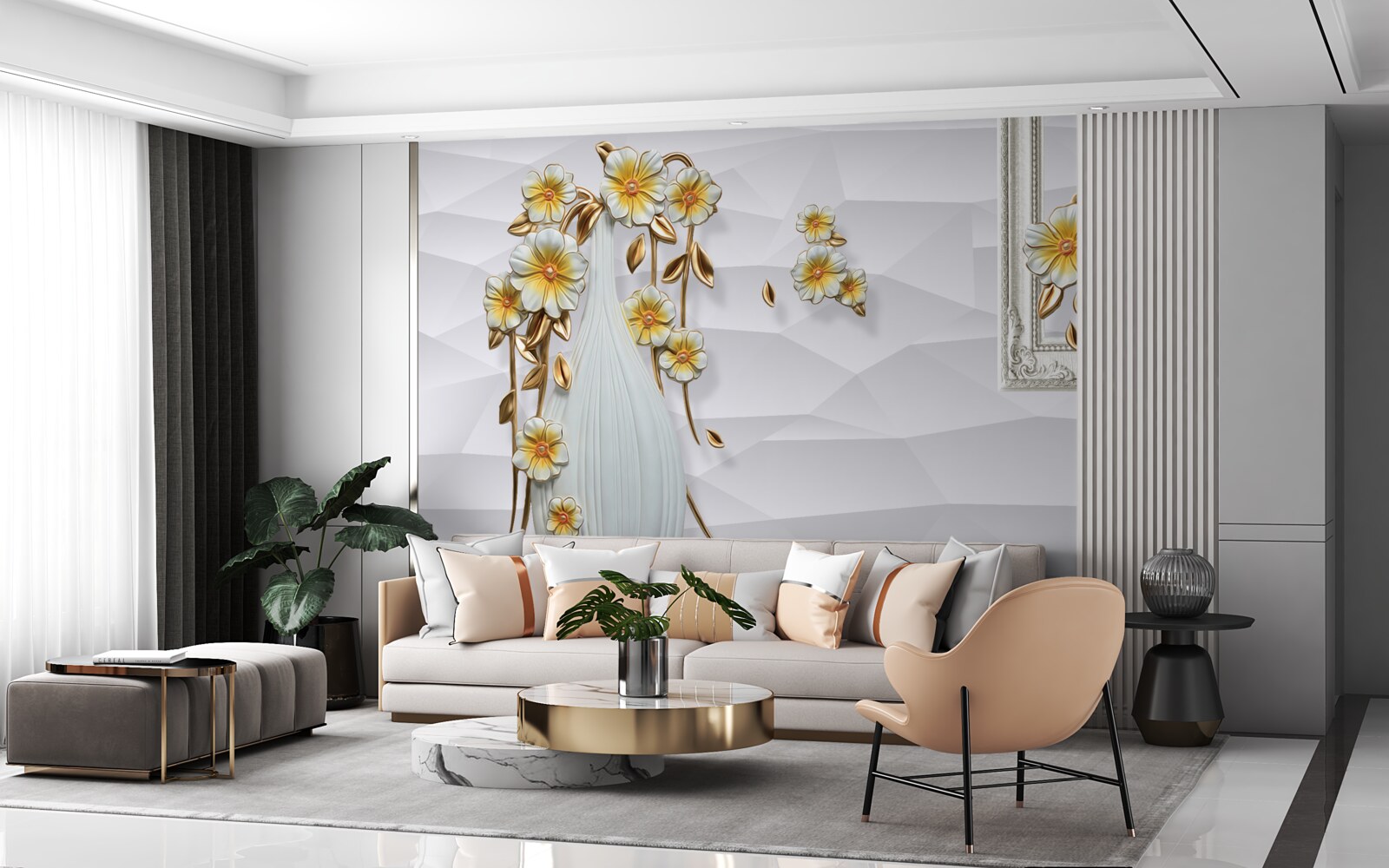 Papier peint la délicatesse des fleurs dans le récipient