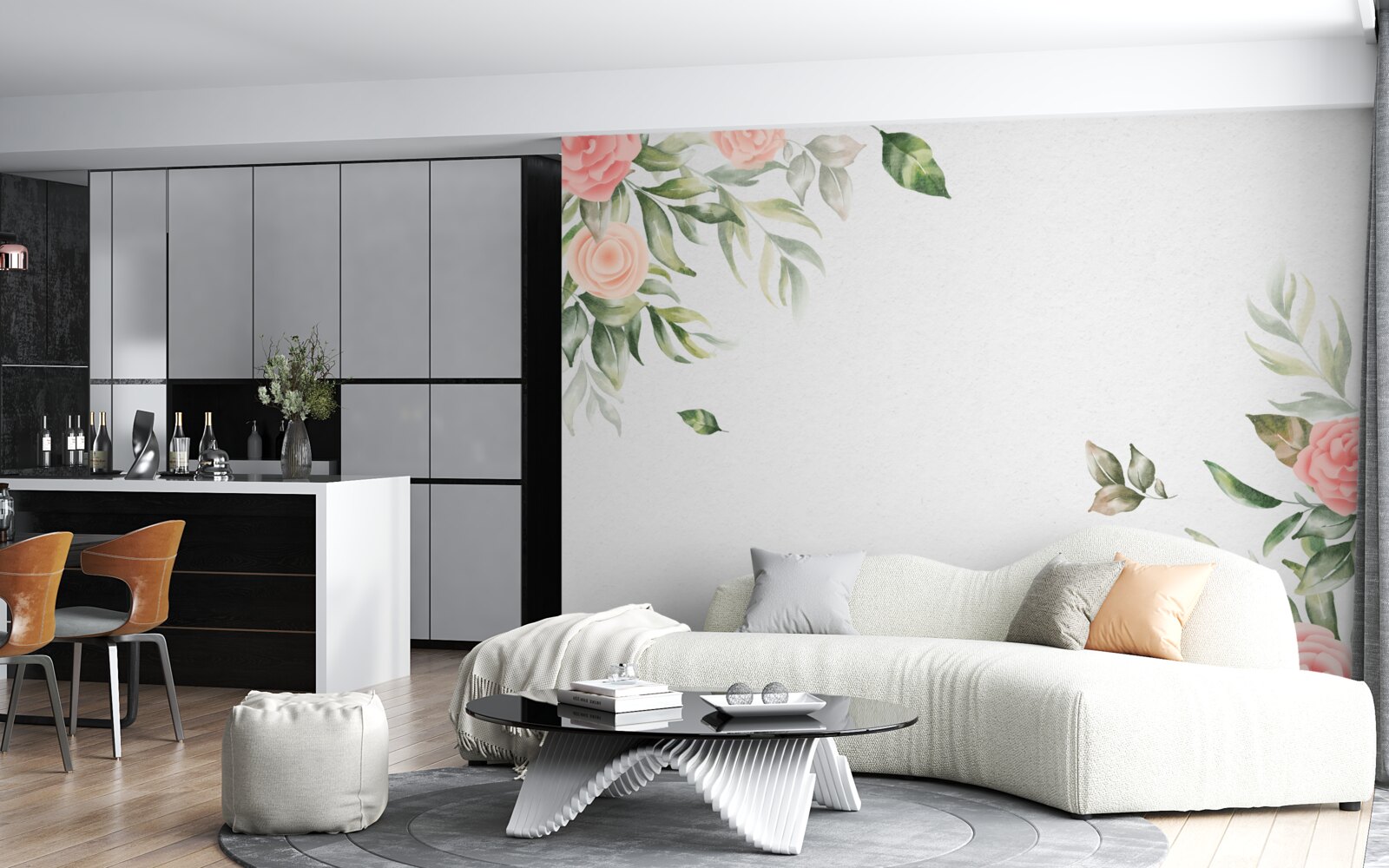 Papier peint fond floral sophistiqué