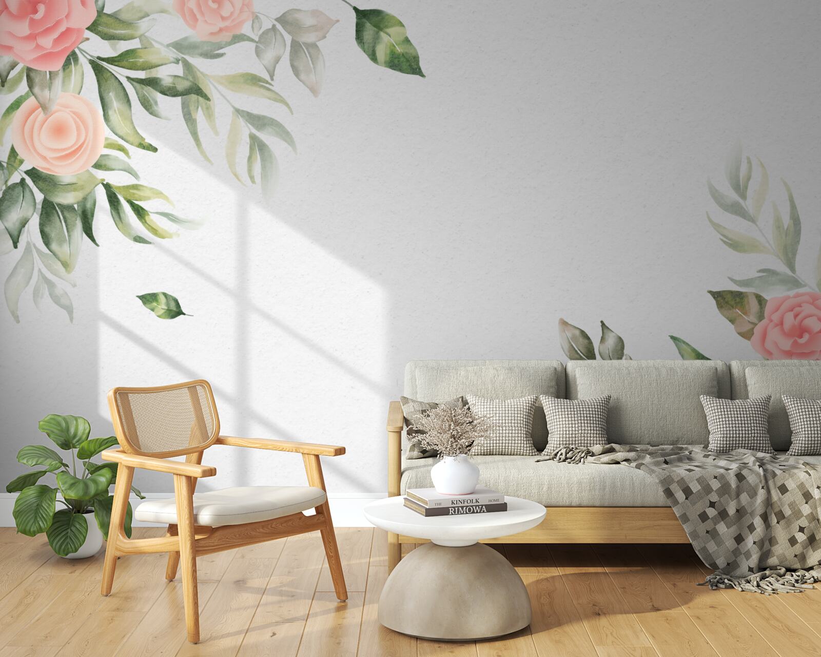 Papier peint fond floral sophistiqué