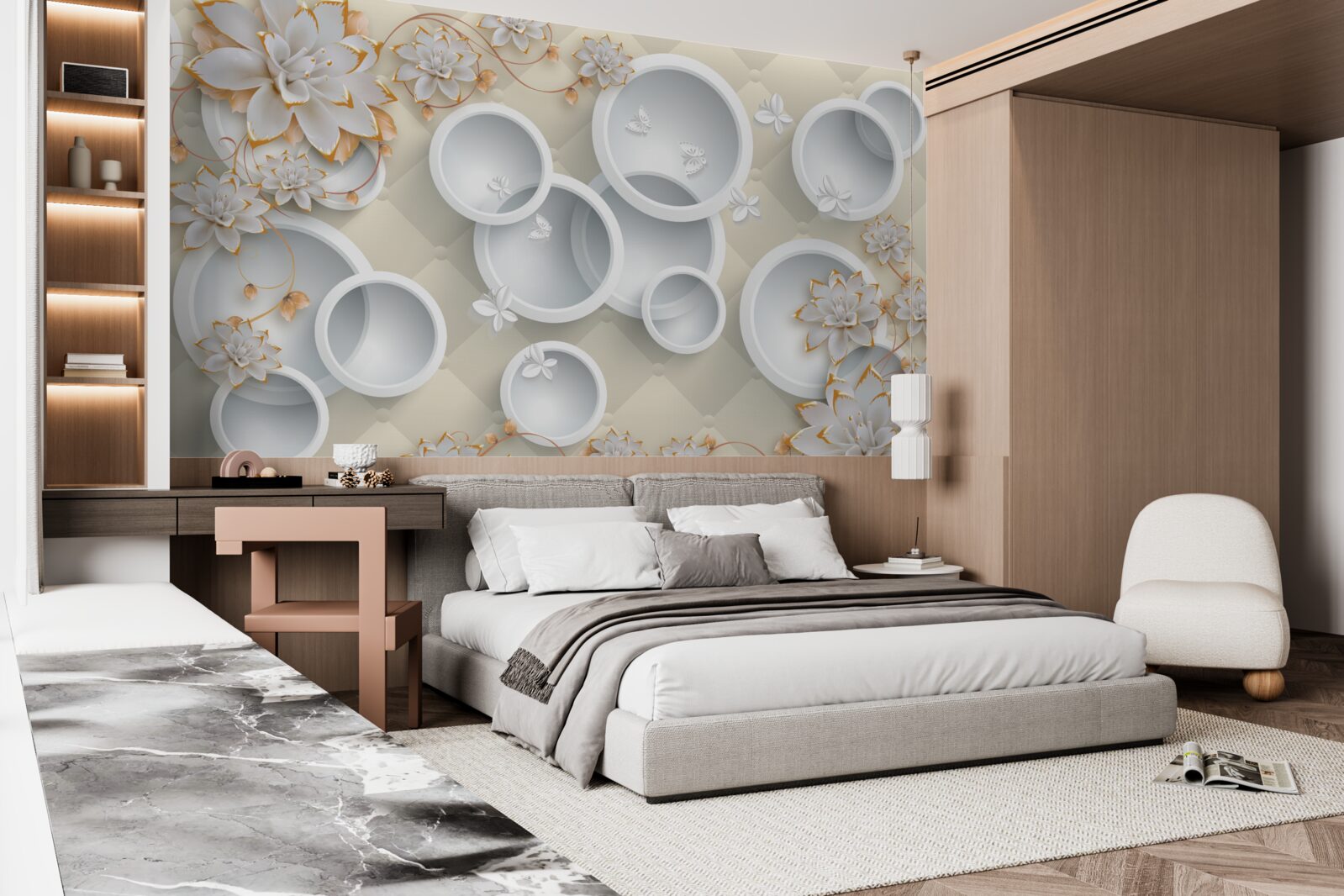 Papier peint fond clair avec cercles blancs