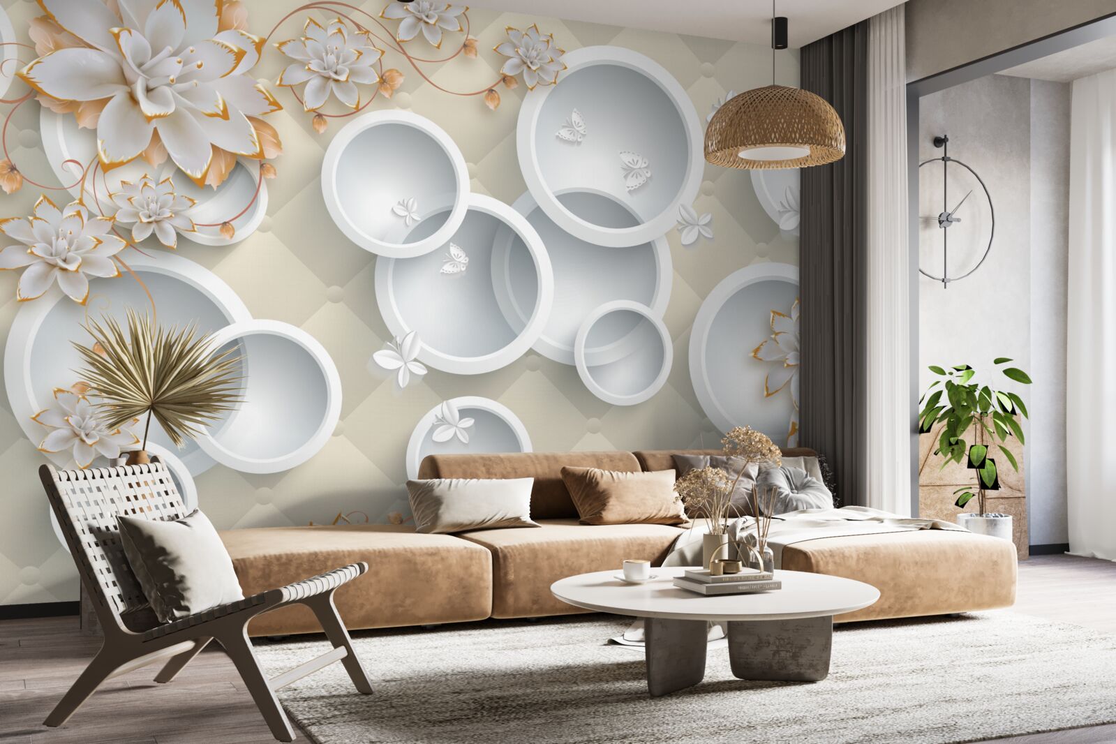 Papier peint fond clair avec cercles blancs