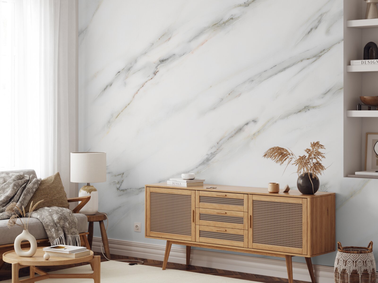 Papier peint fond avec motif de marbre blanc et gris