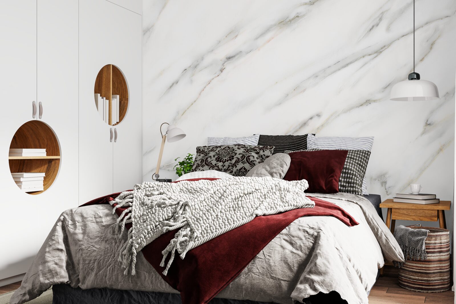 Papier peint fond avec motif de marbre blanc et gris