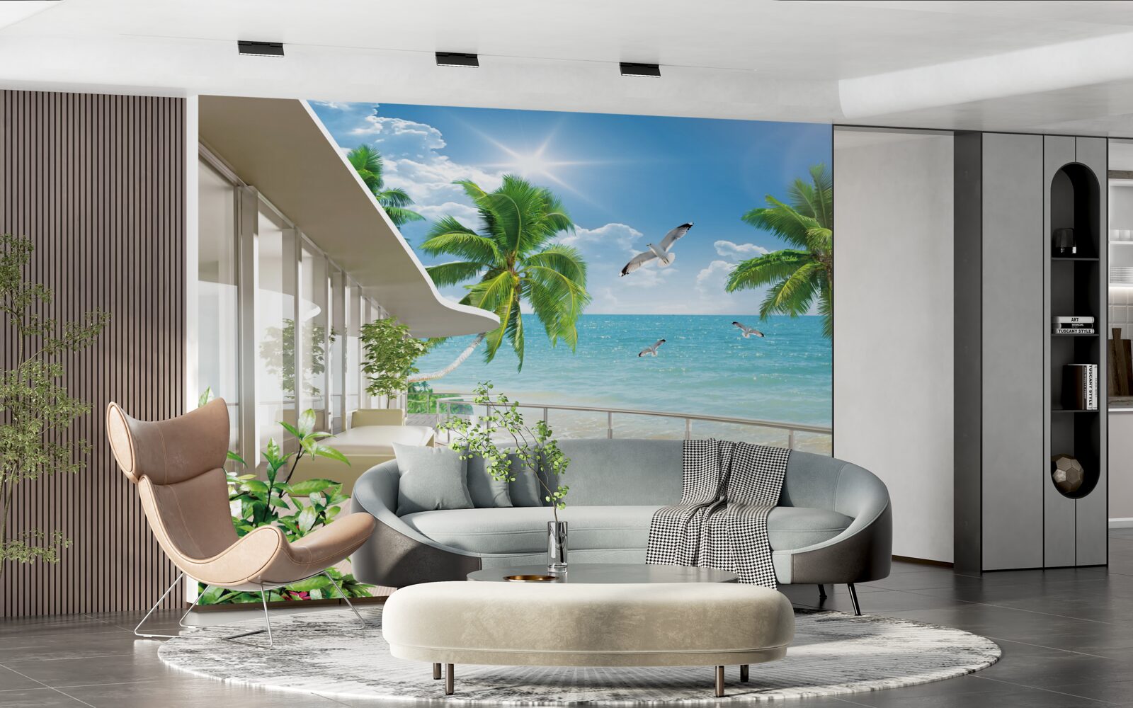 Papier peint villa de luxe au bord de la mer