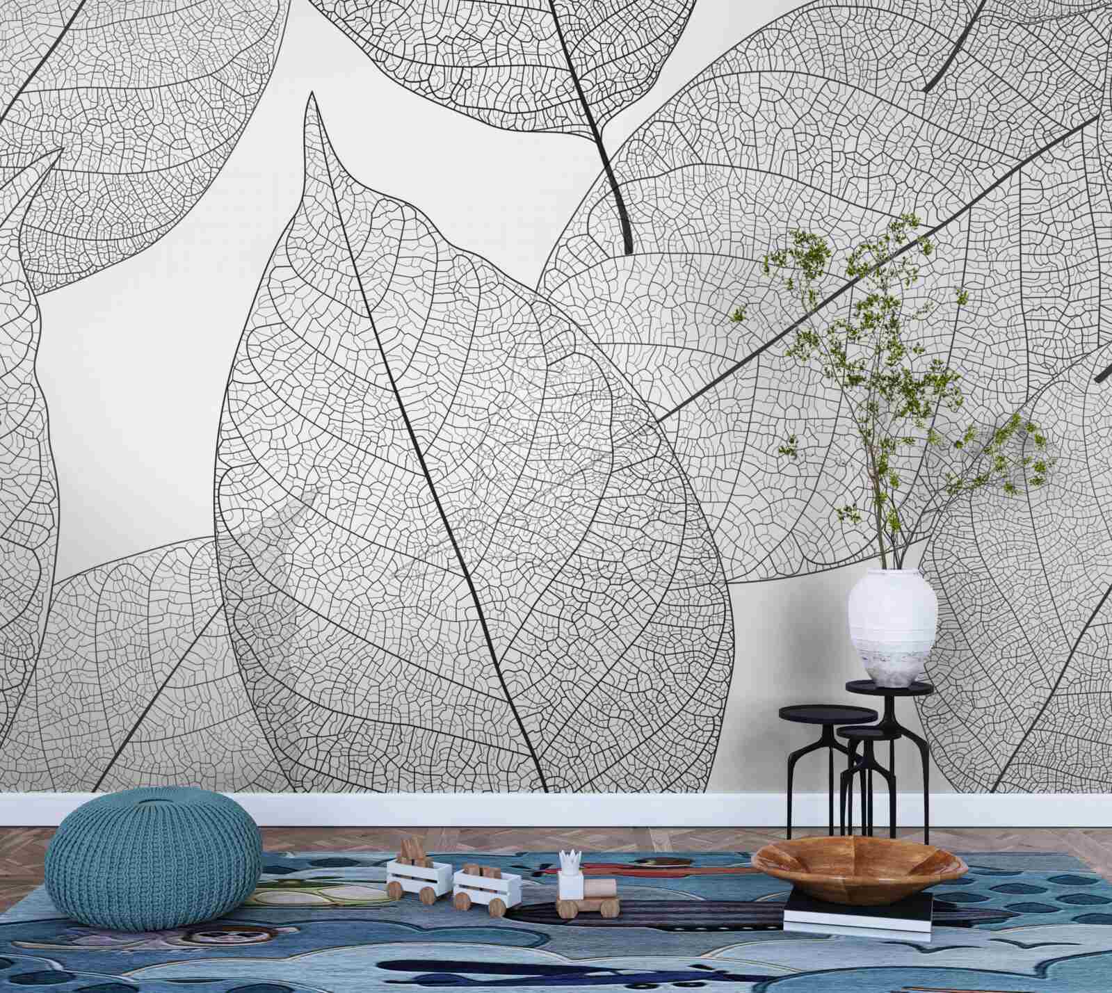 Papier peint grandes feuilles transparentes