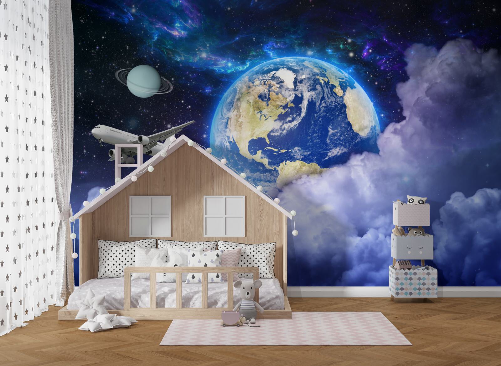 Papier peint avion et astronaute dans l'espace