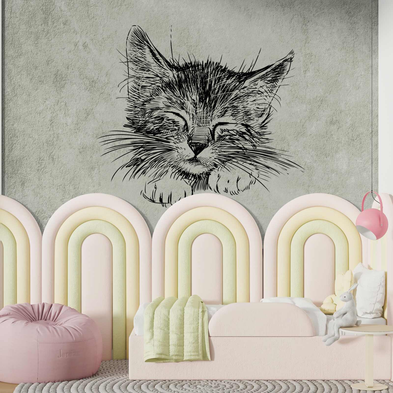 Papier peint la photo montre un chat avec les yeux fermés