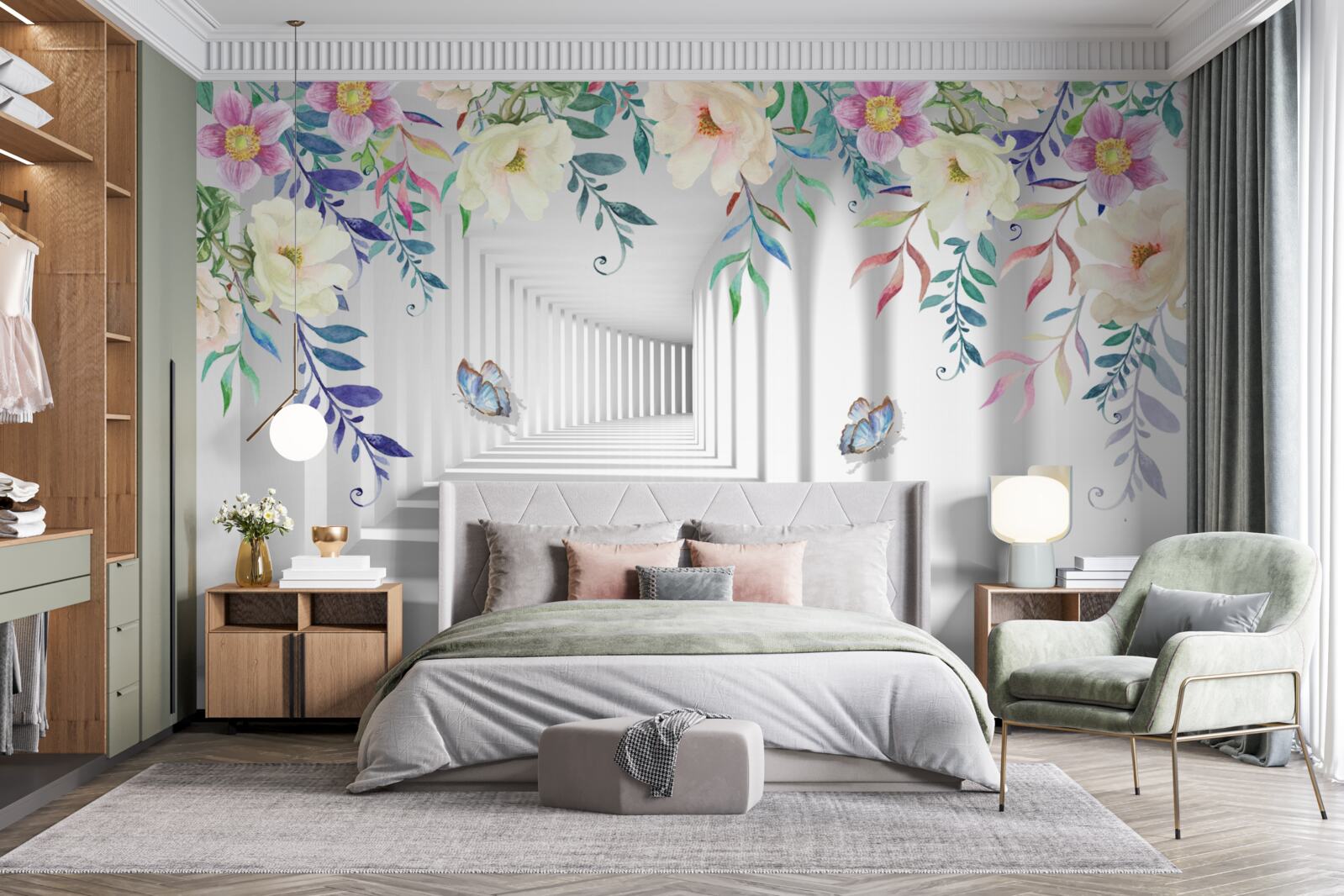 Papier peint plantes le long du long corridor