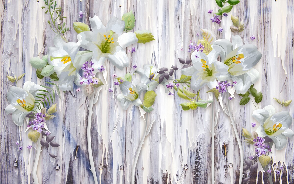 Papier peint les lys blancs se distinguent de toutes sortes de fleurs