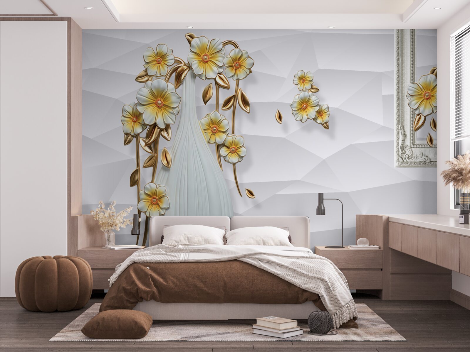 Papier peint vase haut et lumineux avec des fleurs