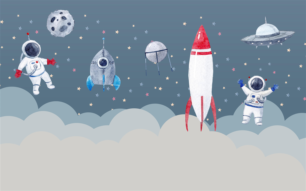 Papier peint astronautes et vaisseaux spatiaux dans l'univers