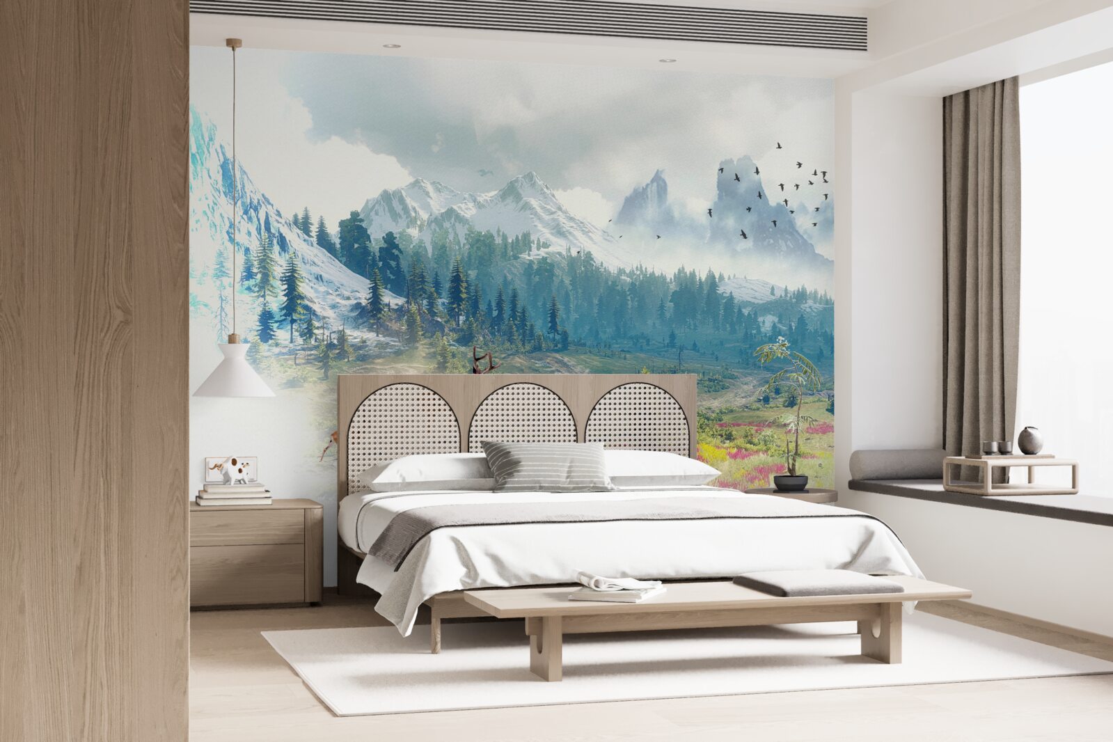 Papier peint les cerfs parcourent les montagnes