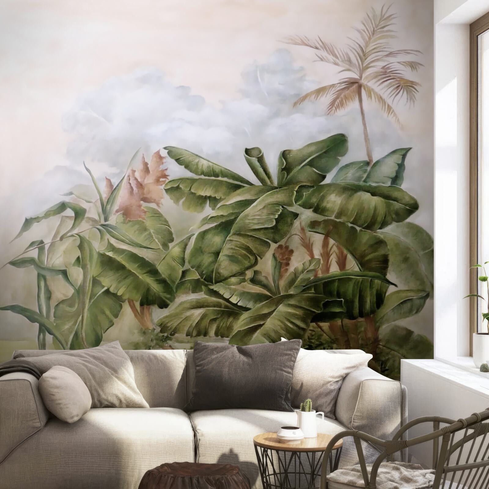 Papier peint grandes plantes tropicales