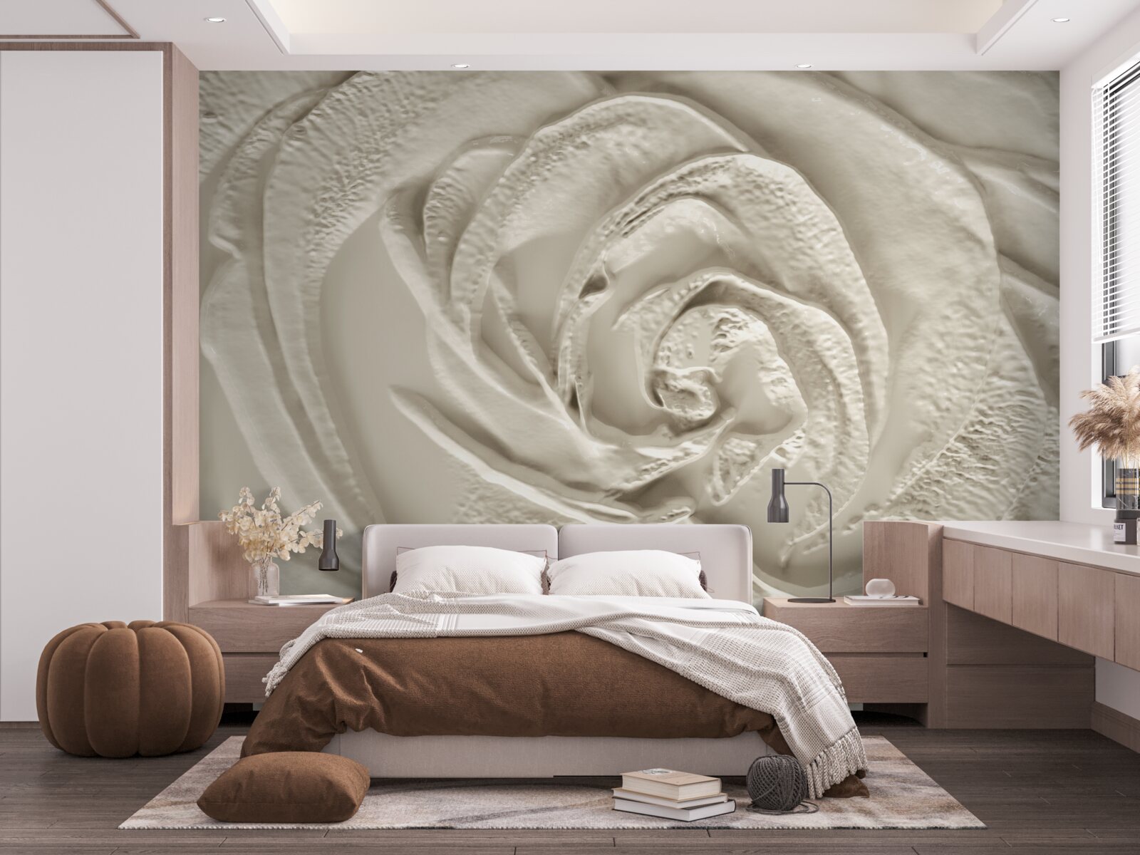 Papier peint Relief en plâtre représentant une rose