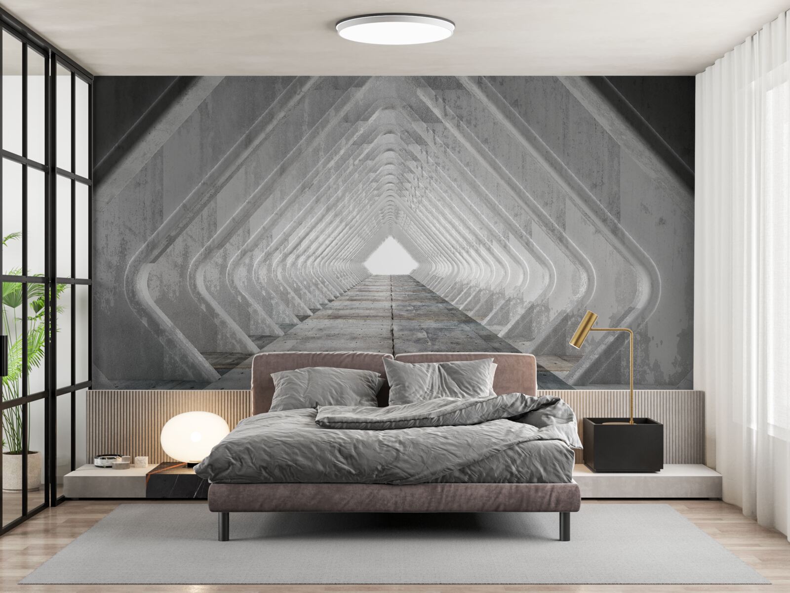 Papier peint couloir gris sans fin