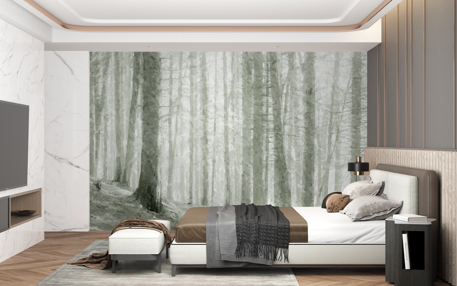 Papier peint il y a beaucoup d'arbres dans la forêt