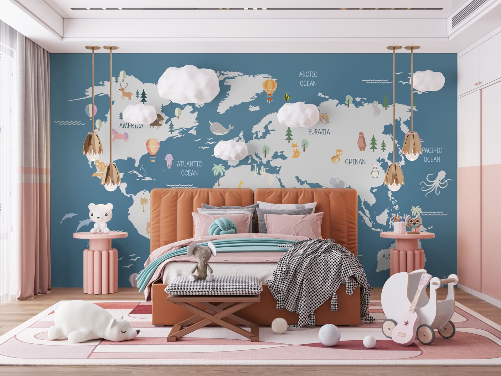 Papier peint une carte du monde dans un style minimaliste