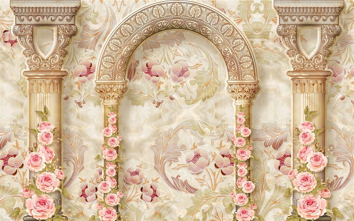 Papier peint les colonnes et l'arc illustrés dans la palette de couleurs