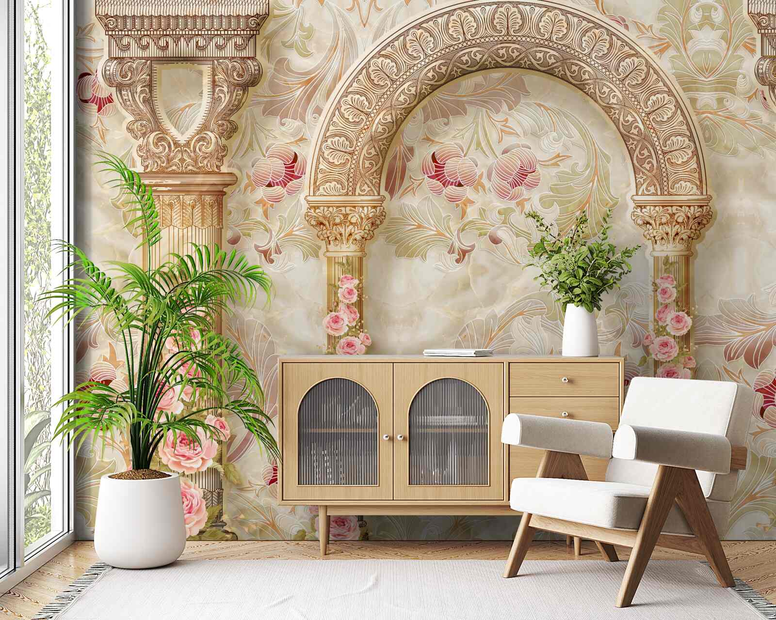 Papier peint les colonnes et l'arc illustrés dans la palette de couleurs