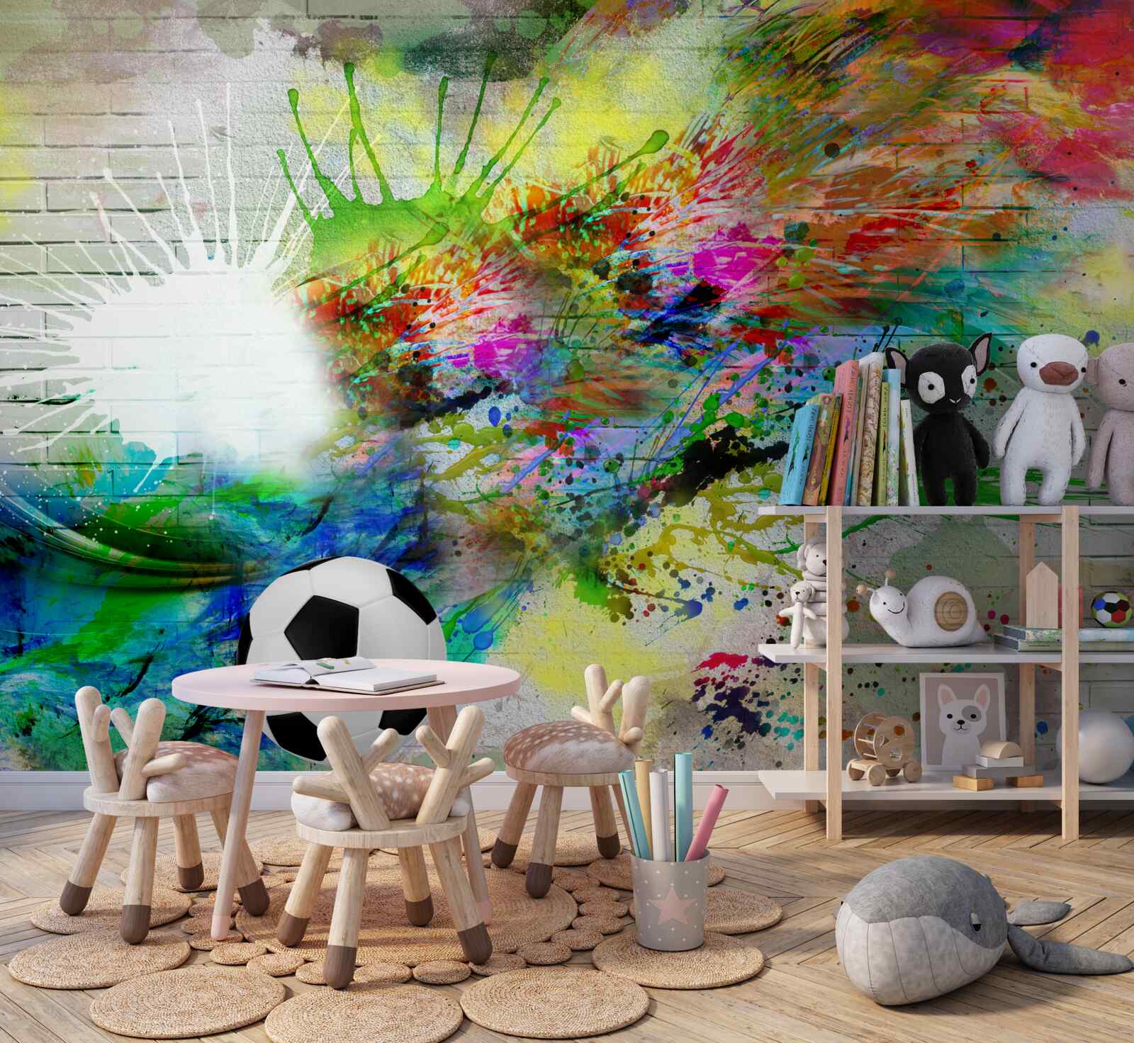 Papier peint football contre un mur clair