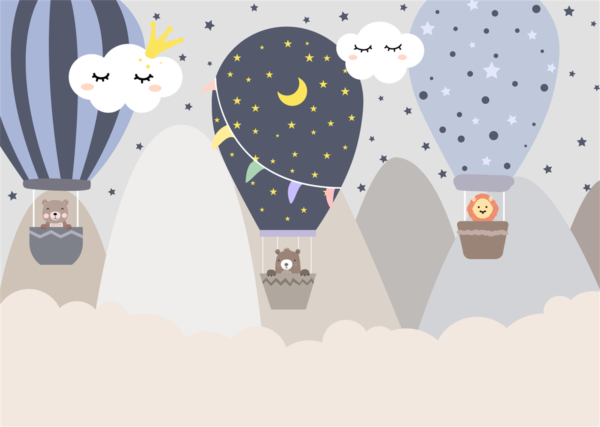 Papier peint les animaux voyagent en ballon