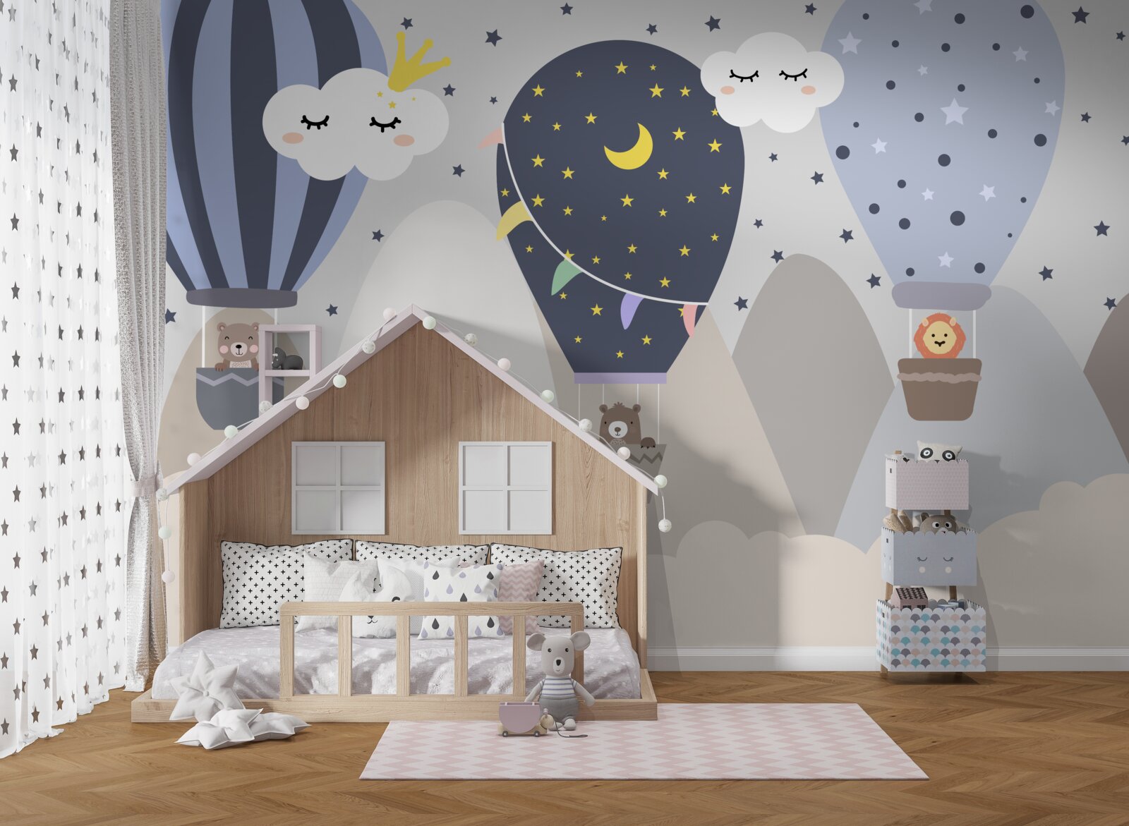 Papier peint les animaux voyagent en ballon