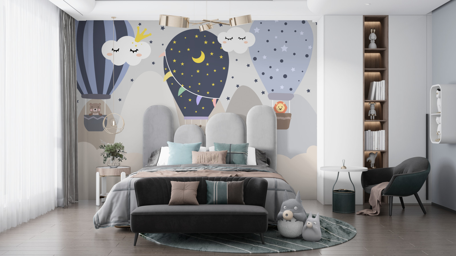 Papier peint les animaux voyagent en ballon